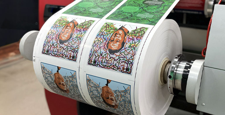 book printing press with colorful illustrations
